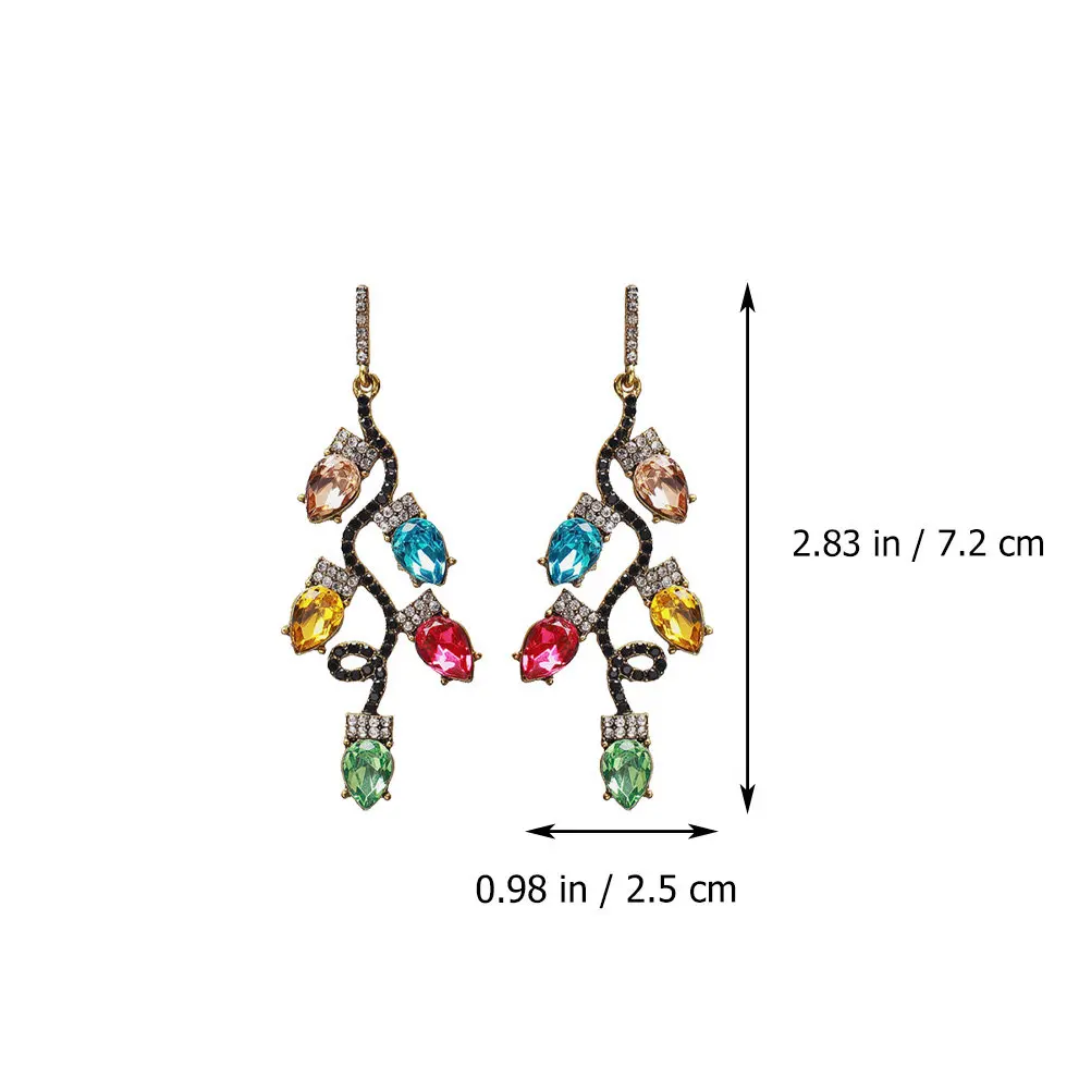 1Pair Stunning Rhinestone Inlaid Alloy Earrings Exaggerated Design Comfortable Lightweight Ear Studs for Fashionable Women