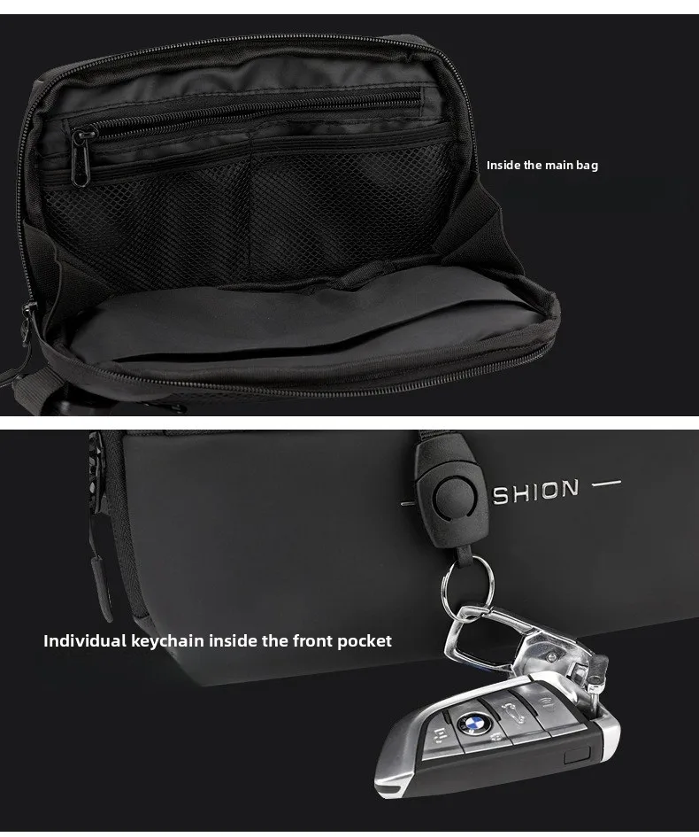 New Fashionable Men's Chest Bag, Simple and Casual Waist Bag, Multi-functional Water-resistant Large-capacity Crossbody Bag
