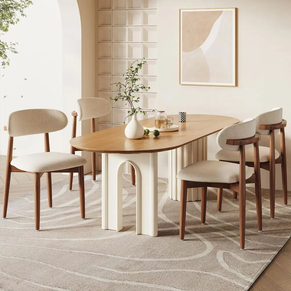 

Chairs Set of 4, Modern Farmhouse Kitchen Chairs, Wooden Side Chairs with Fabric holstered Seat for Dining Room, Restaurant,