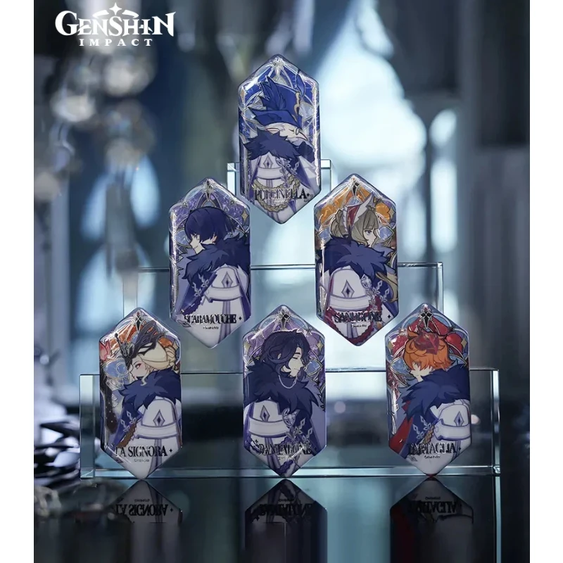 Official Genshin Impact Frost & Flame Series Blind Box Toys – Fatui Harbingers Anime Badge Pin Brooch Collectible Gift & Merch