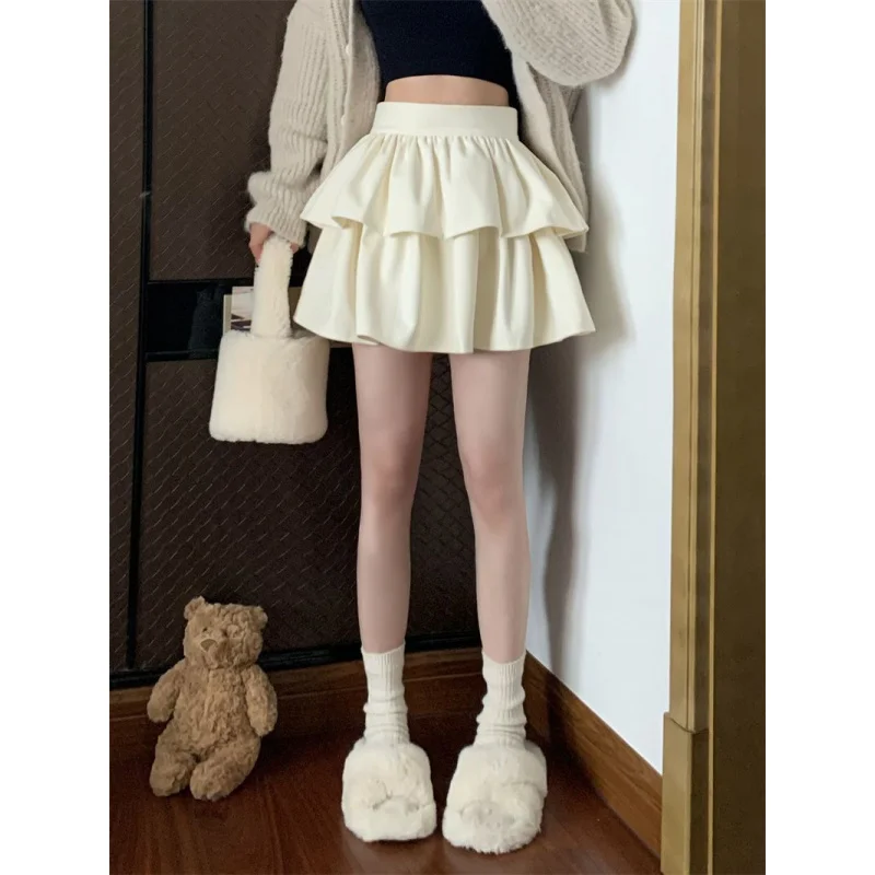 Korean Fashion Summer Mini Skirt Women Sweet Slim Elastic High Waist Pleated Skirts Preppy Style Girl Anti-Exposed A-Line Skirts
