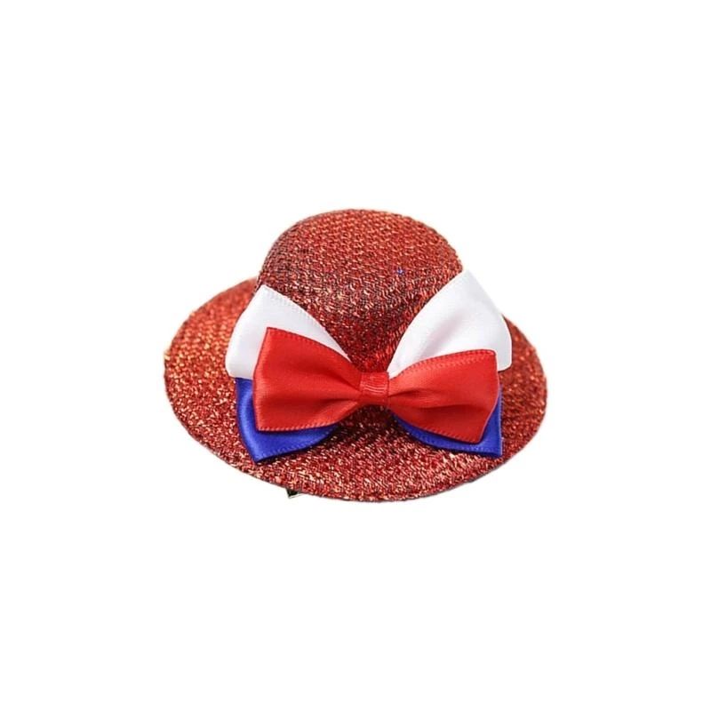 

Y5GC Kids Bowknot Glittered Hair Clip Julycostume Hair Clip Unisex Bowler Hat Top Hat Julycostume Top Hat For Hairpin