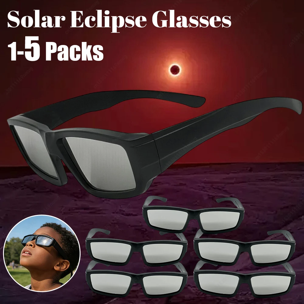 1/2/3/5 Pack Solar Eclipse Glasses ISO Certified Solar Eclipse Observation Glasses Plastic Eclipse Glasses for Solar Eclipse