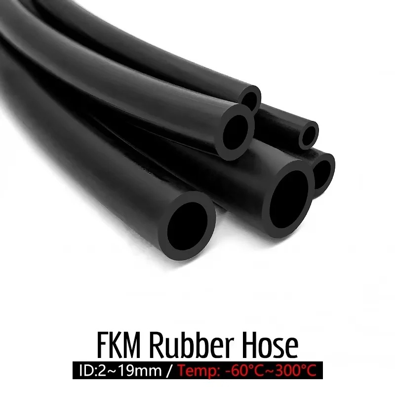 1 M FKM Tube ID 2/3/4/5/6/7/8/10/12/14/16/18/19mm Fluoroelastomer Hose Black Hose Corrosion-resistant Petrol Oil Transfer Hose