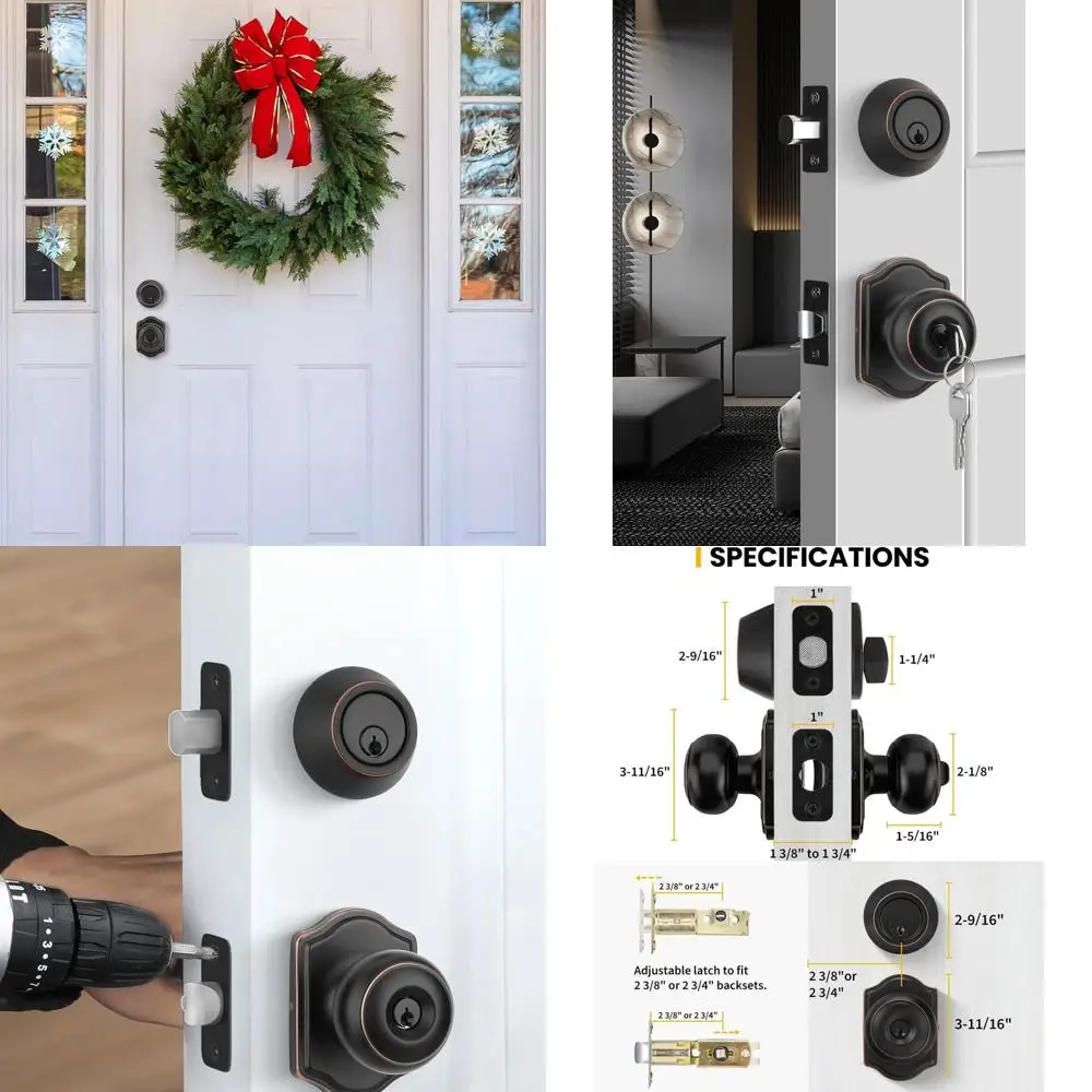 

Дверная ручка из масляной бронзы и засов, набор из 2 предметов с различными входными замками с ключом