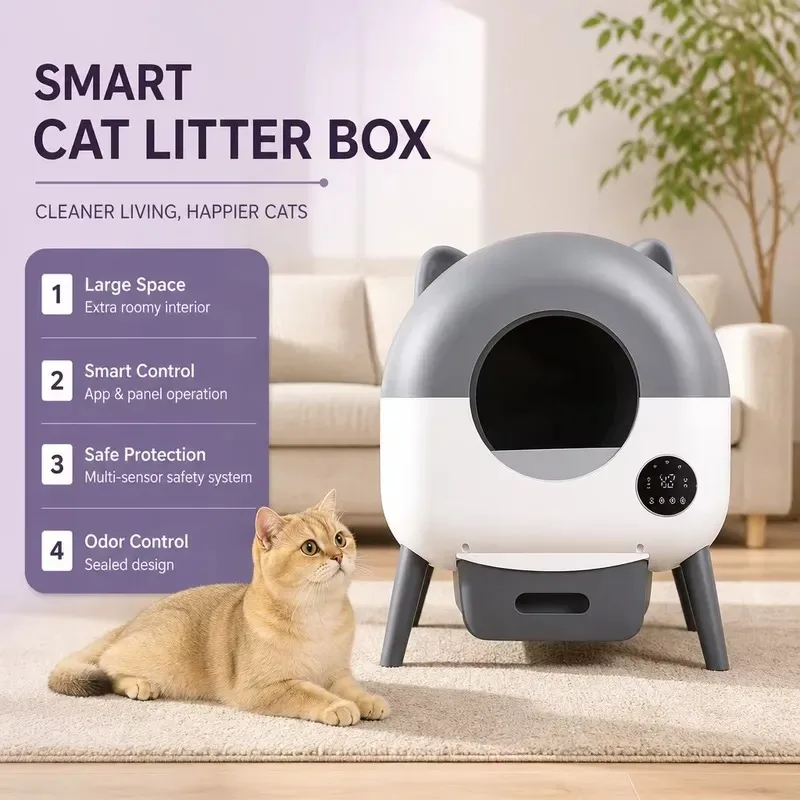 STLF WiFi intelligent application control automatic cat box, fully enclosed self-cleaning toilet, with oversized