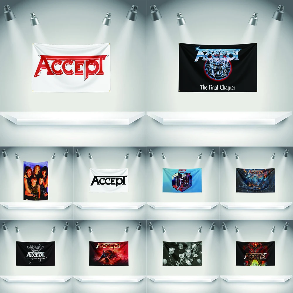 A-Accepts Flag Rock Music Band Banner  Background Tapestry HD Printing Tapestry Exhibition, Music Band Fans, Garage Decor