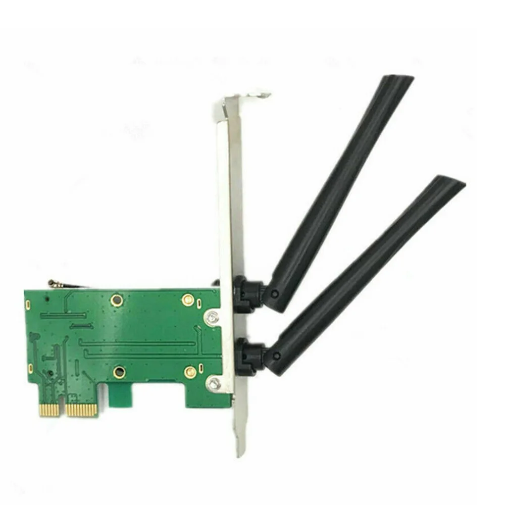 بطاقة لاسلكية WiFi Mini PCI-E Express إلى محول PCI-E مع هوائي خارجي للكمبيوتر الشخصي