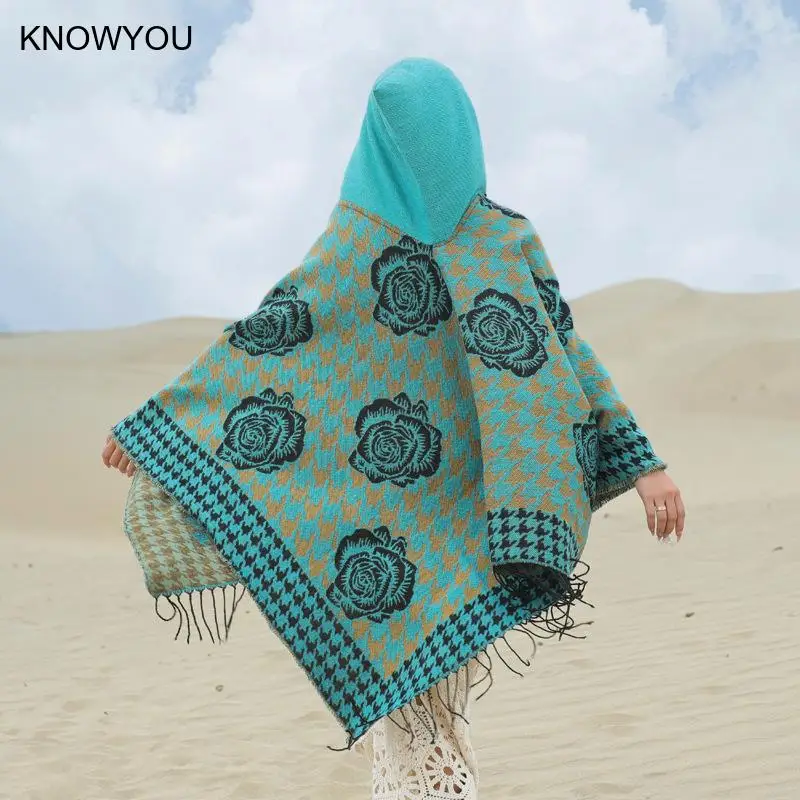 

130*150Cm Cloaks Women Elegant Plaid Flower Pashmina Warm Wraps Shawl Lady Autumn Winter New Imitation Cashmere Pashmina