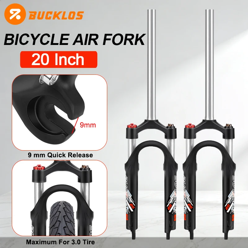 

BUCKLOS Folding Bike Oil Spring Suspension 50mm Travel Bicycle Front Fork 9*100mm QR E-Bike Bicycle Fork 20 Inch Bike Forks