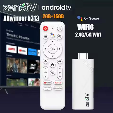 ZENOTV Android TV Stick Allwinner H313 Quad Core 4K Wifi 2.4G BT Voice Assistant RAM 2GB ROM 16GB Game Media Player Smart TV Box