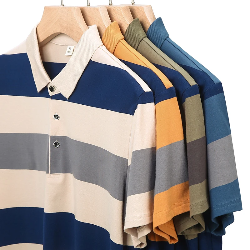 Outdoor Golf Sports Leisure Comfortable Cotton Short Sleeved T-shirt Couple Summer Fashion Trend Versatile Striped Polo Shirt
