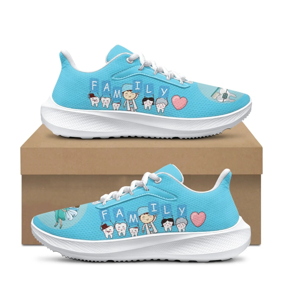 

Cartoon Nurse Hospital Doctor Teeth Love Print Women Men Spring Autumn Tennis Shoes Outdoor Work Breathable Soft Flats Sneakers