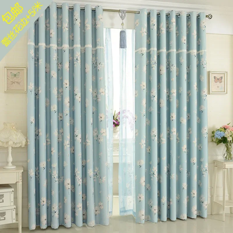 American Modern Simplicity Curtains for Living Room Bedroom Dining Room Fresh Daisy Printed Curtain High Blackout Curtain Window