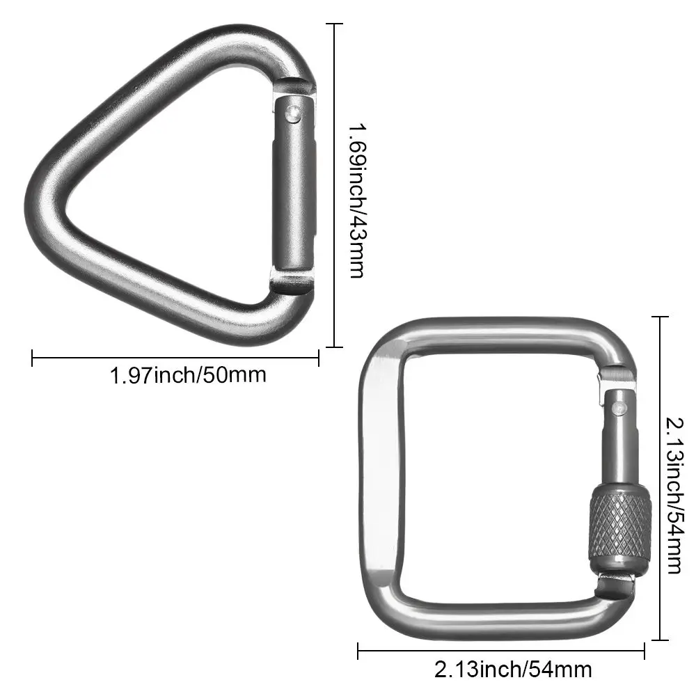 1pc Triangle/Square Carabiner Outdoor Camping Hiking Keychain Snap Clip Hook Kettle Buckle Carabiner Accessories Aluminium