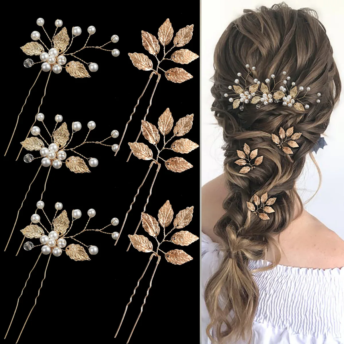 Sparkly Rhinestone Hairpins for Bride Wedding Hair Jewelry 6Pcs U Shaped Hair Sticks Forks Women Lady Party Hair Accessories image 2