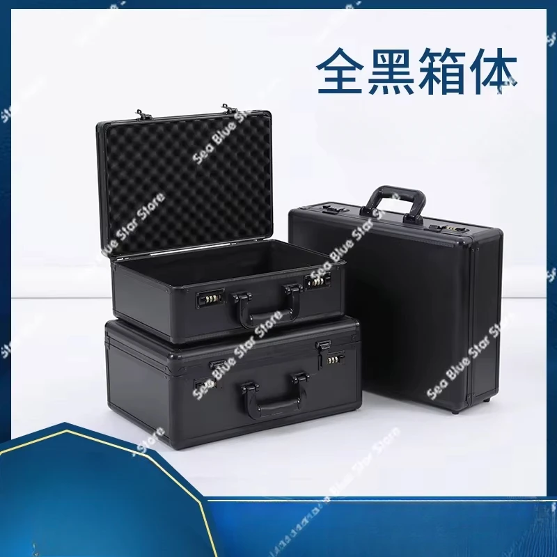 Black Aluminum Alloy Suitcase, Hardware Tool Box, Password , Instrument , Equipment , Safety Box, Aluminum