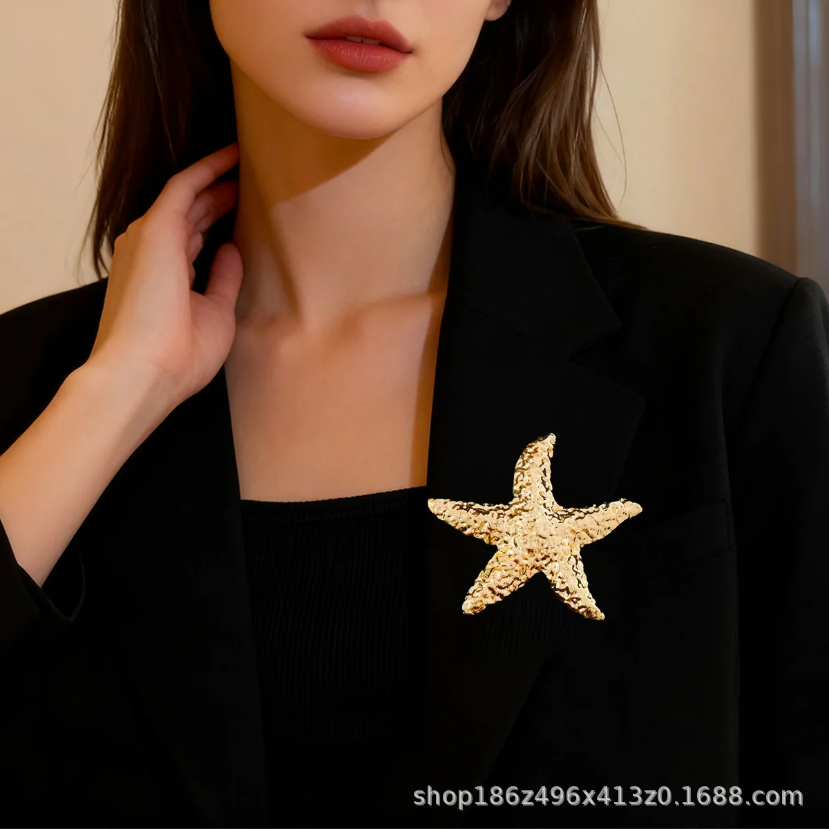 New Cross-Border Beach-Style Starfish Brooch for Women, European and American Ins-Style Casual Fashion Lapel Pin with a High-End Feel