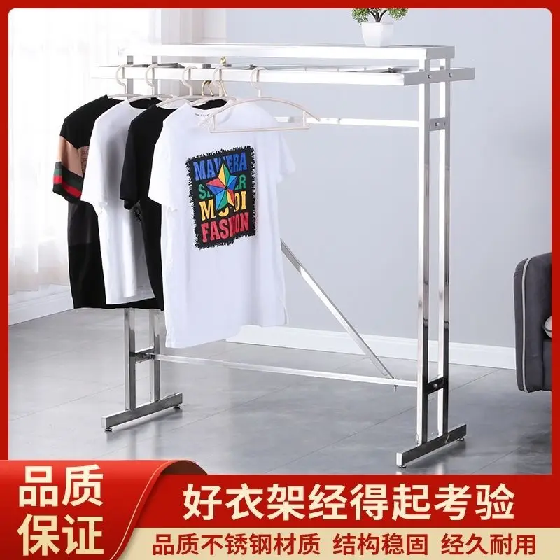 Stainless steel double row middle island thickened and heightened indoor double bar balcony mobile landing shopping mall