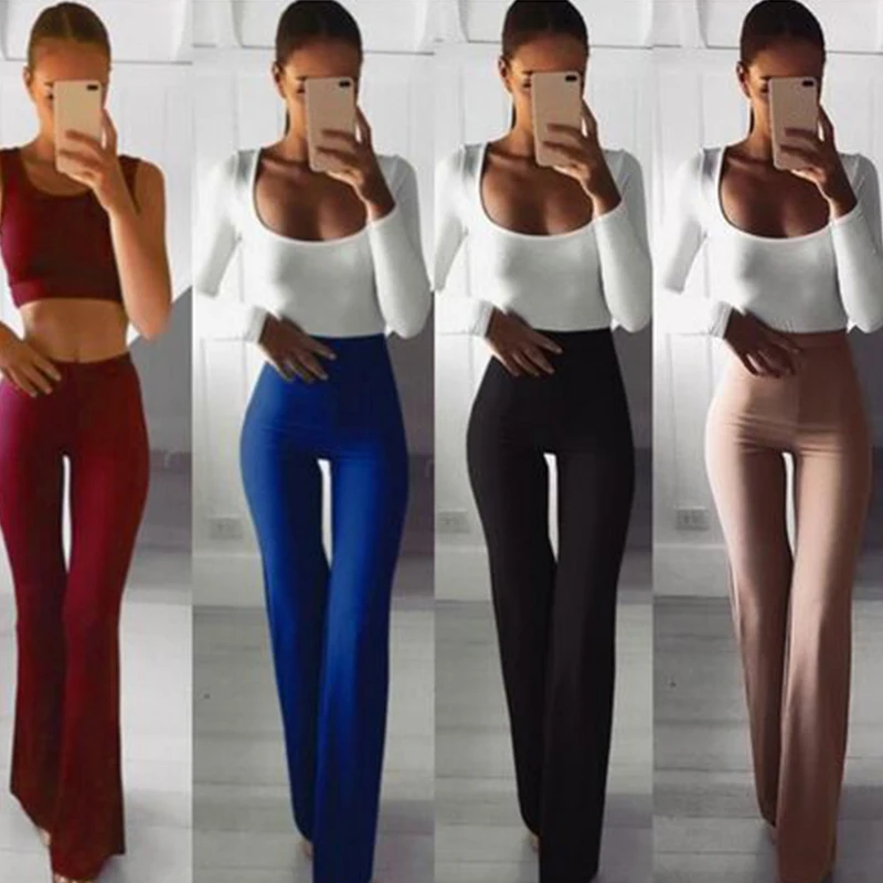 

Elegant Casual Wide Leg Yoga Pants Sexy Flare Leggings Slim Low Waist Office Lady Pant Normcore Bodycon Women Autumn Trousers