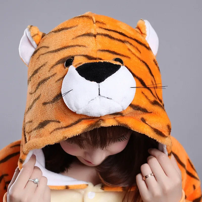 Animal onesie Tiger kigurumis pajamas Unisex men women adult cartoon overalls party suit flannel soft warm cool funny sleepwear