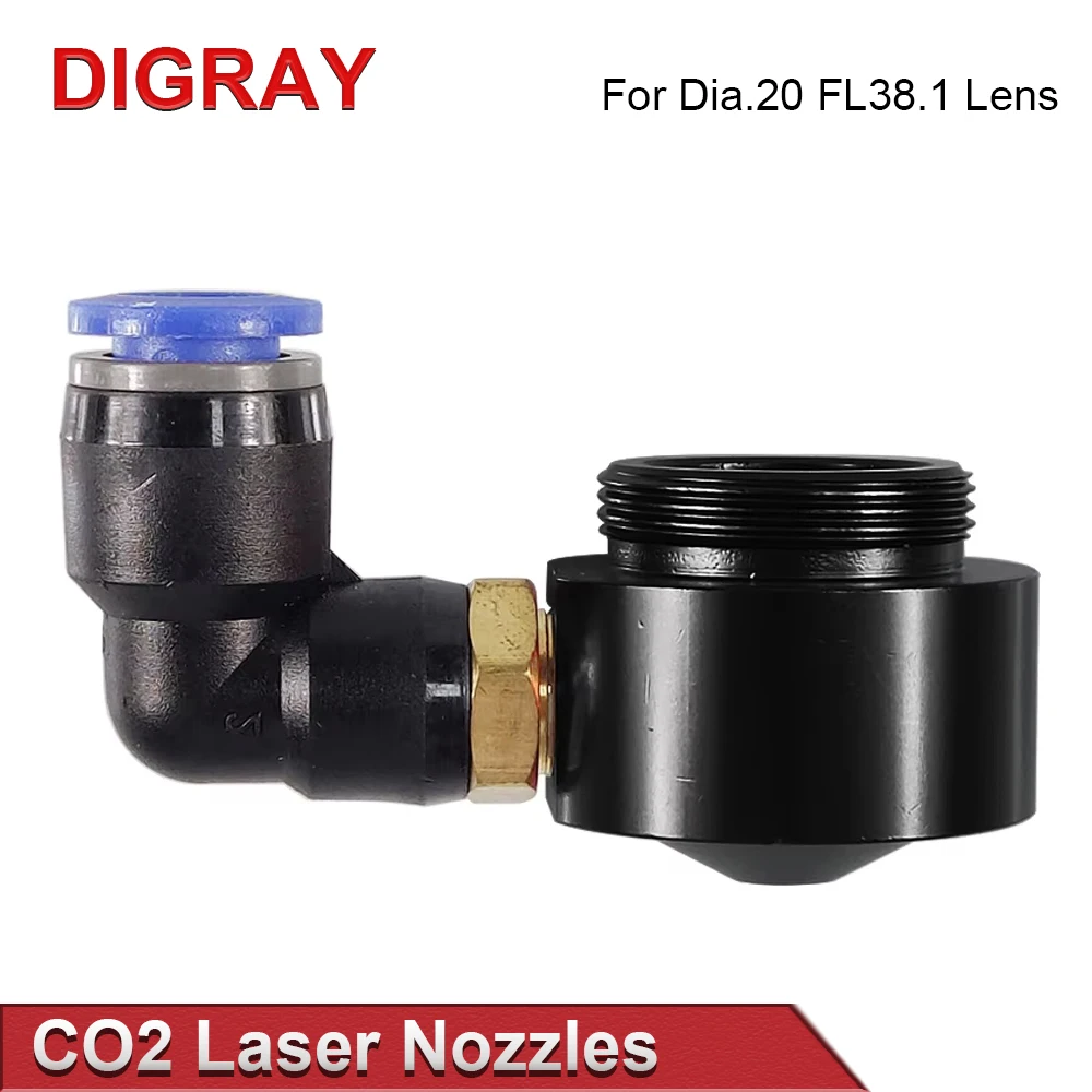 DIGRAY Laser Air Nozzle for Dia.20 FL38.1mm Focus Lens CO2 Short Nozzle Fitting for Laser Head at CO2 Cutting Machine