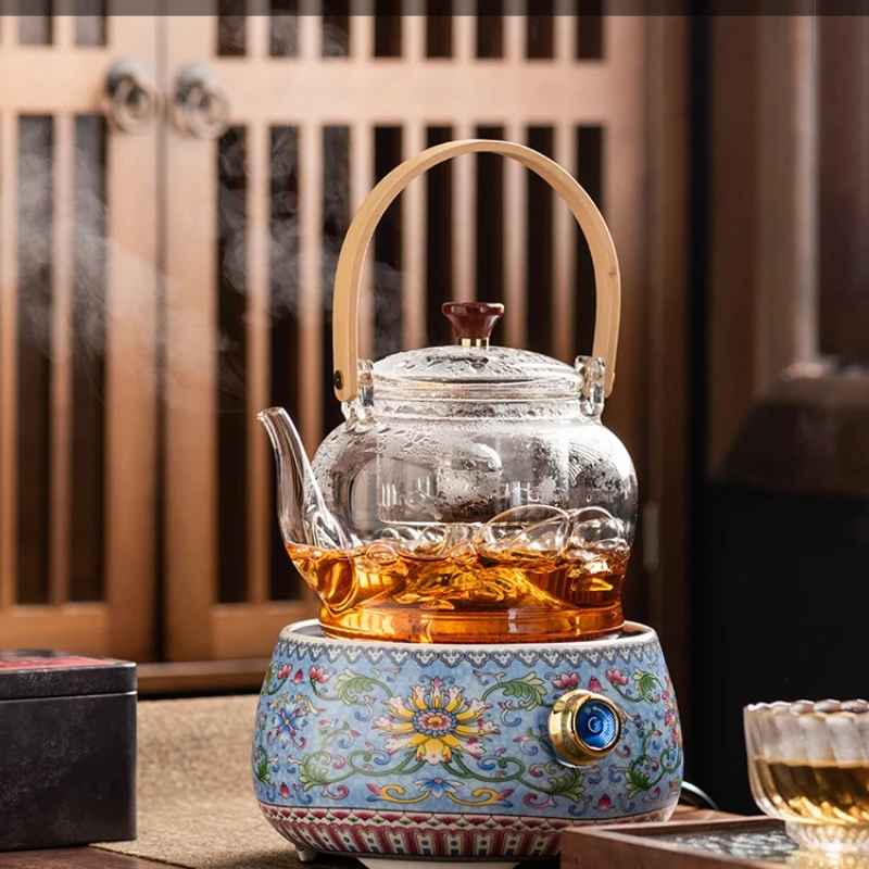 Color Electric Ceramic Stove Tea Maker Set Small Household Kung Fu Tea Set Glass Teapot Steam Teapot Tea Stove Panela Eletrica