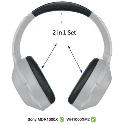 Replacement Headband Cushion and Earpad For Sony WH1000XM2 MDR1000X Wireless Headphones, 2 in 1 Set
