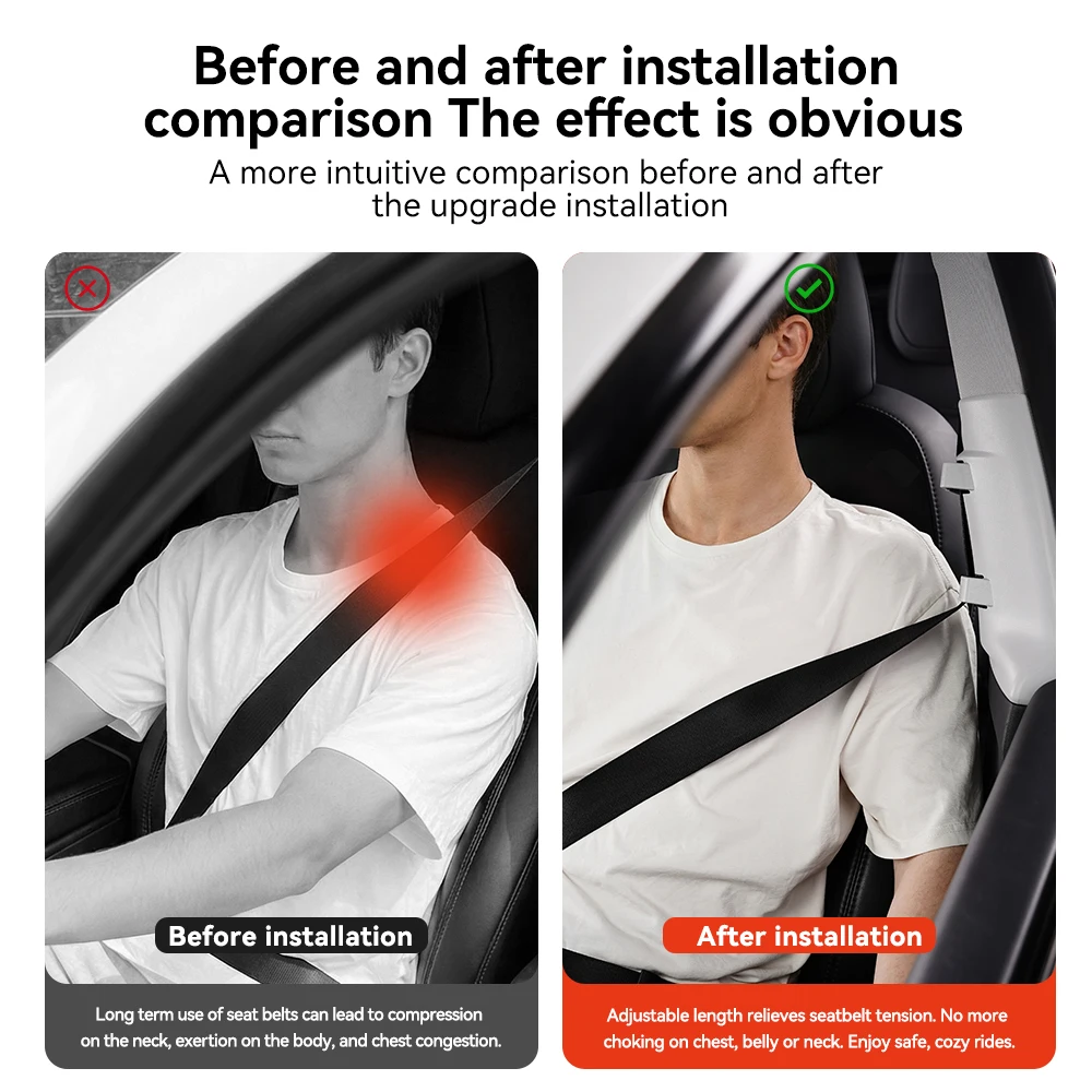 YZ For Custom Fit Tesla Model 3 2024-2026 Highland Car Seat Belt 2 Level Adjuster Clip Shoulder Protector Anti-Choking Accessory