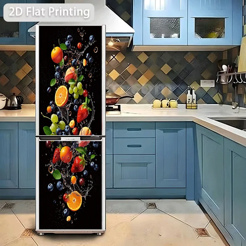 Refrigerator Sticker  Refrigerator Dishwasher Sticker Fresh Fruit Splash Fruit Splash Watery Fresh Fruit Fresh Fruit Bathing T