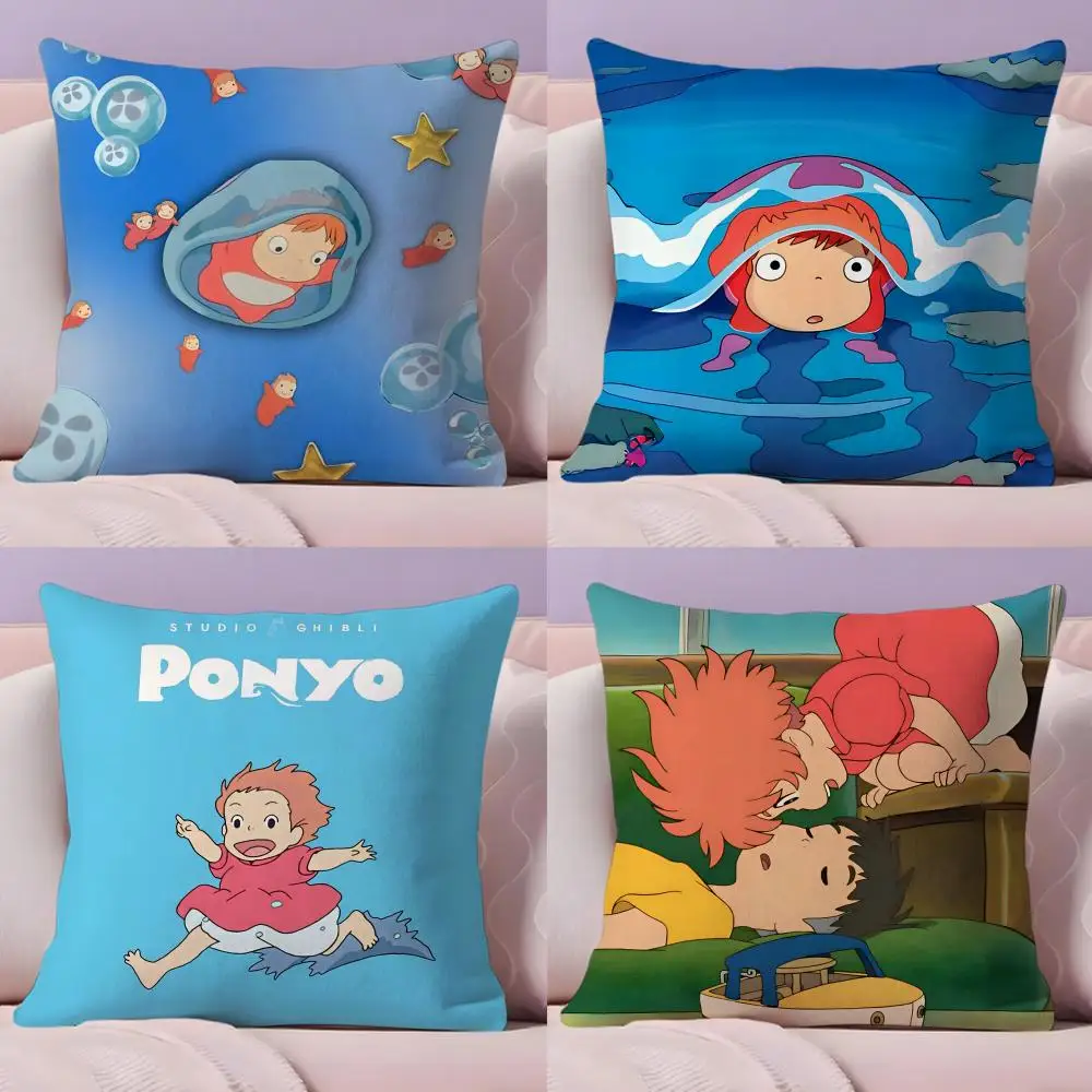 Niedlicher P-Ponyo-Cartoon-Kissenbezug, kurzer Plüsch, doppelseitiger Druck, maschinenwaschbar, warmer Winter-Kissenbezug