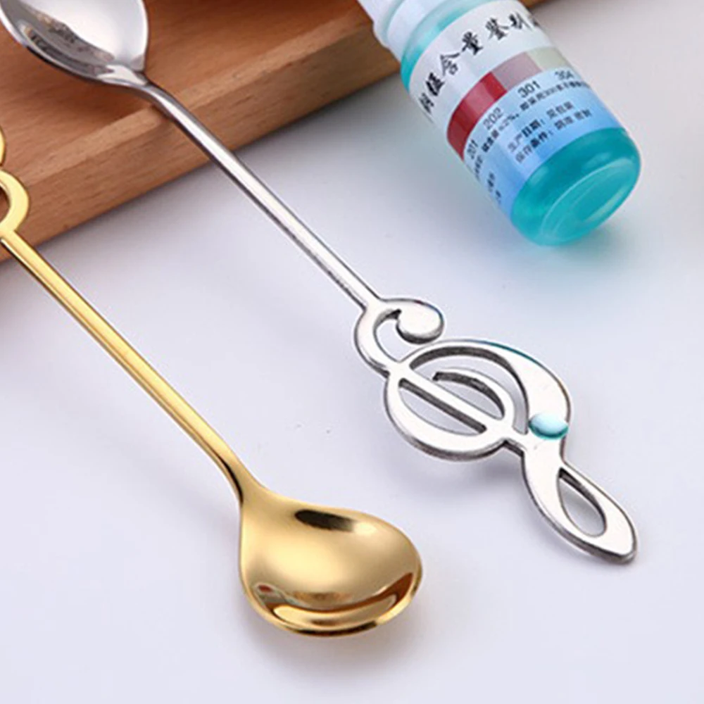 Stainless Steel Coffee Stirring Spoon Musical Note Spoon Mug Teaspoons Music Bar Ice Cream Creative Gift Spoon Kitchen Tableware