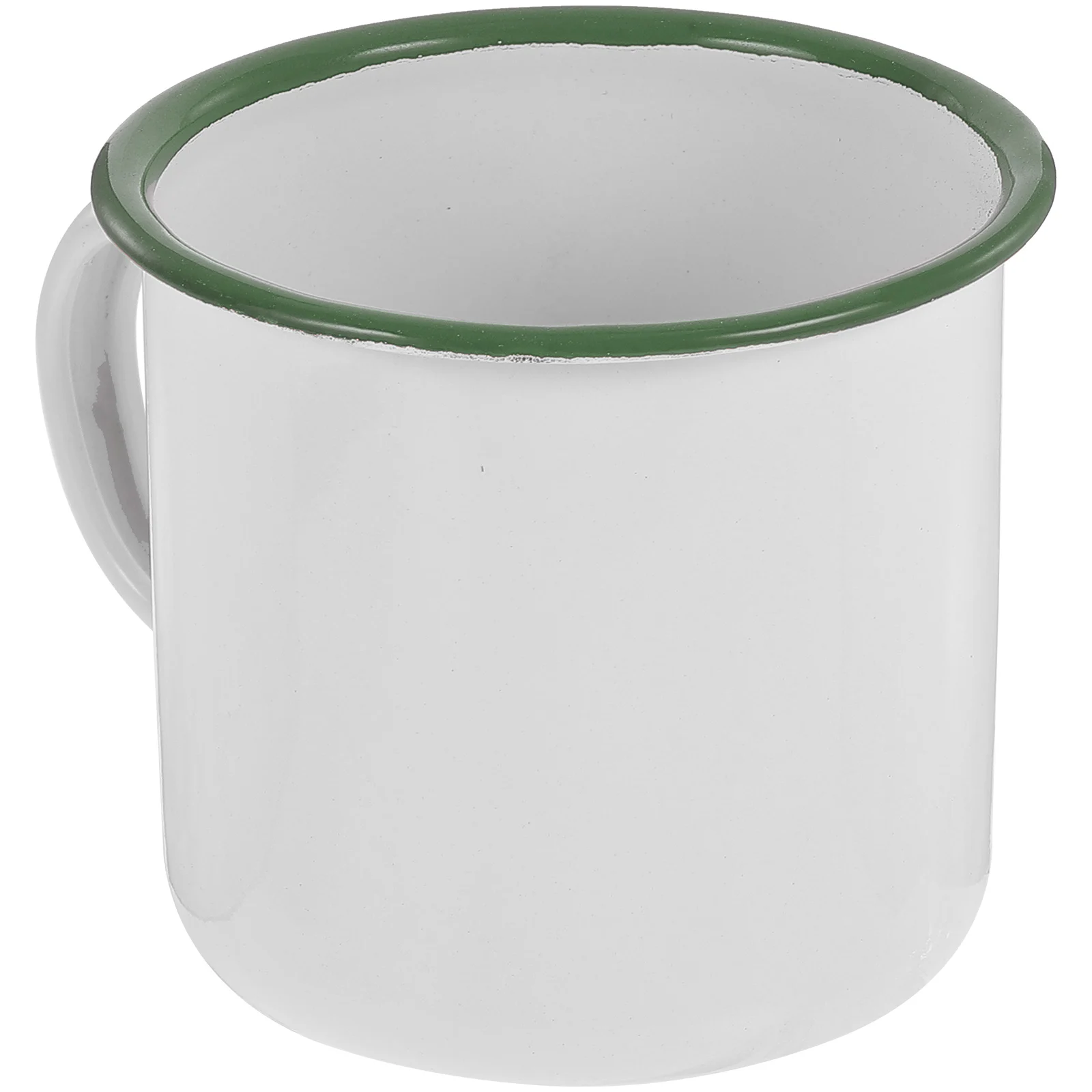 

Enamel Mug White Cup Red Rim Retro Coffee Tea Heat Resistant Office Travel Vintage Water Durability Smooth Handle Practical Use