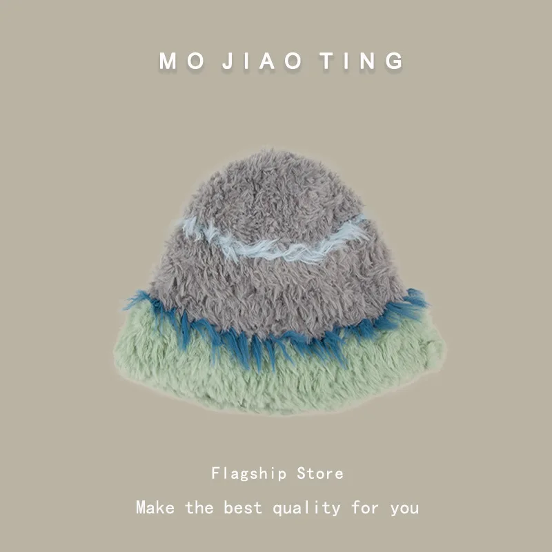 ผู้หญิงตุ๊กตากระต่ายขนสัตว์หมวกหมวกนุ่มอบอุ่นถัก Face Slimming Design สําหรับหัวใหญ่ฤดูใบไม้ร่วงฤดูหนาวที่มีสีสันถุงน่องหมวก