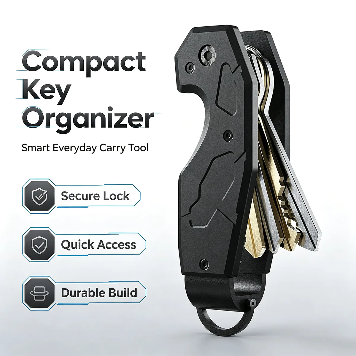 Compact Metal Key Organizer Keyholder Keychain Minimalist Key Fob for Men Holds 2-6 Keys