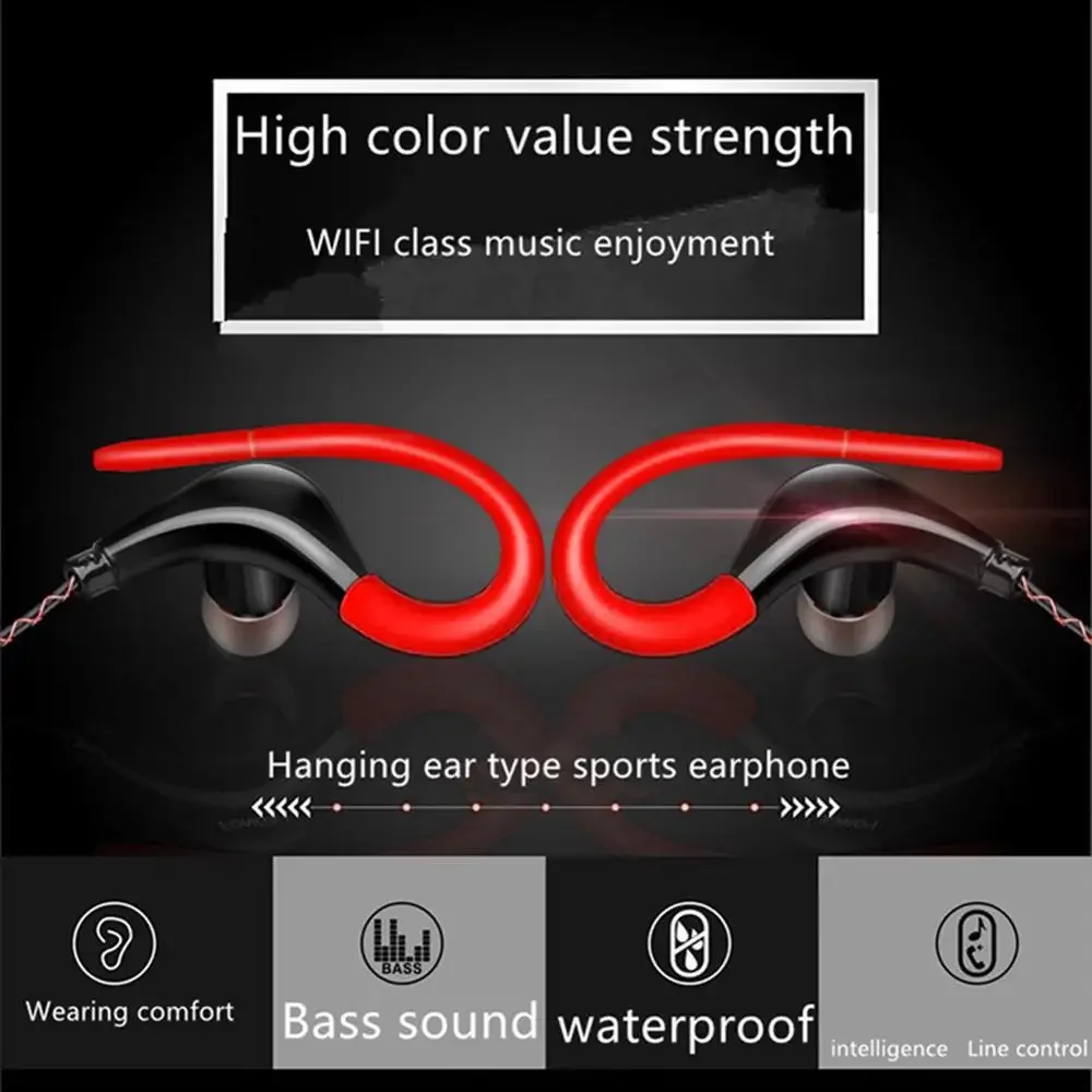 3.5mm Bass Earphones IPX5 Waterproof Earhook Sport Running Headphones For Xiaomi iPhone Samsung Android Smart phones Headset