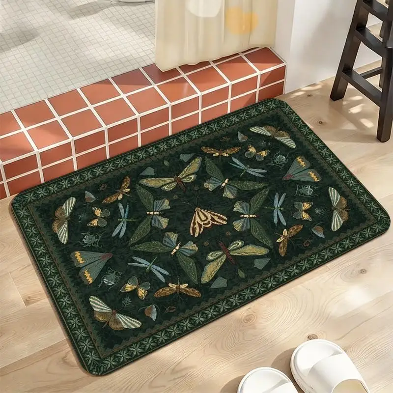 1 Piece Of Vintage Insect Pattern Carpet, Soft Comfortable, All Season Suitable, Easy To Maintain, Home And Room Decor, Winter, Autumn, For Living Room, Bedroom, Hallway