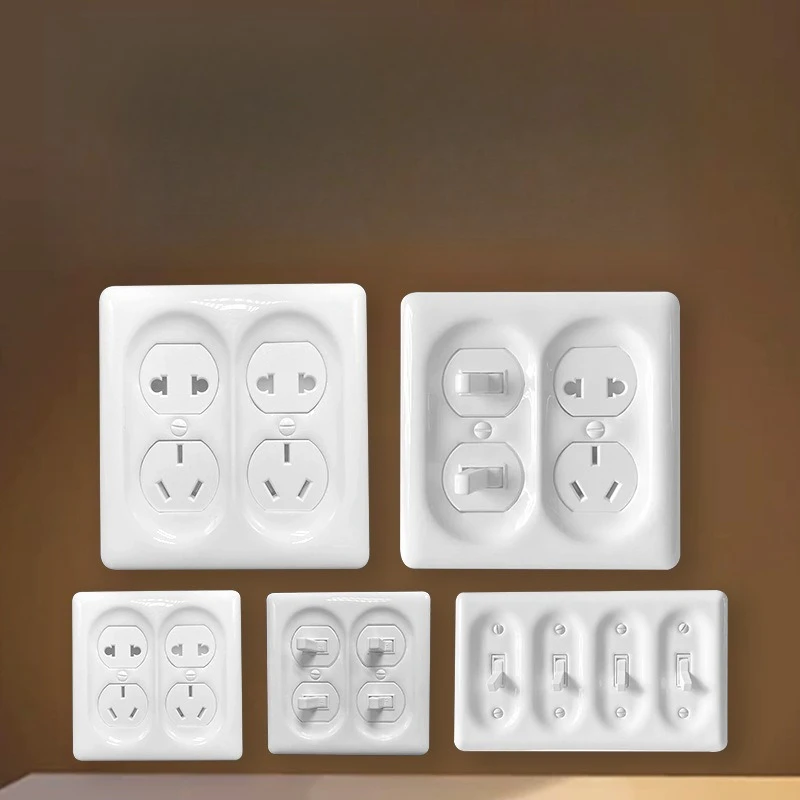 Ceramic panel switch in stock, French vintage guesthouse lobby textured single/double open switch strut for home wall switch