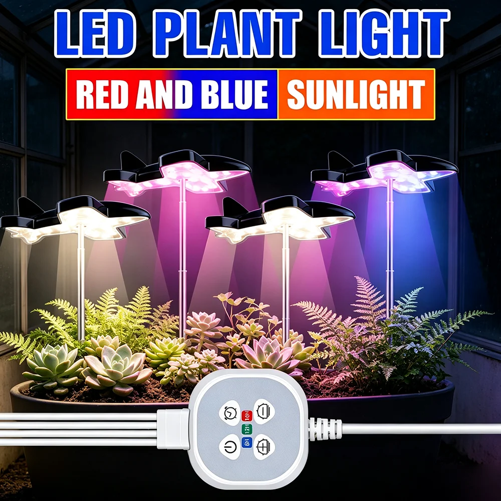 LED USB Indoor Grow Lights Full Spectrum Plant Lamp With Timing Auto On/Off Dimmable Potted Succulent Flowers Lighting Sunlight