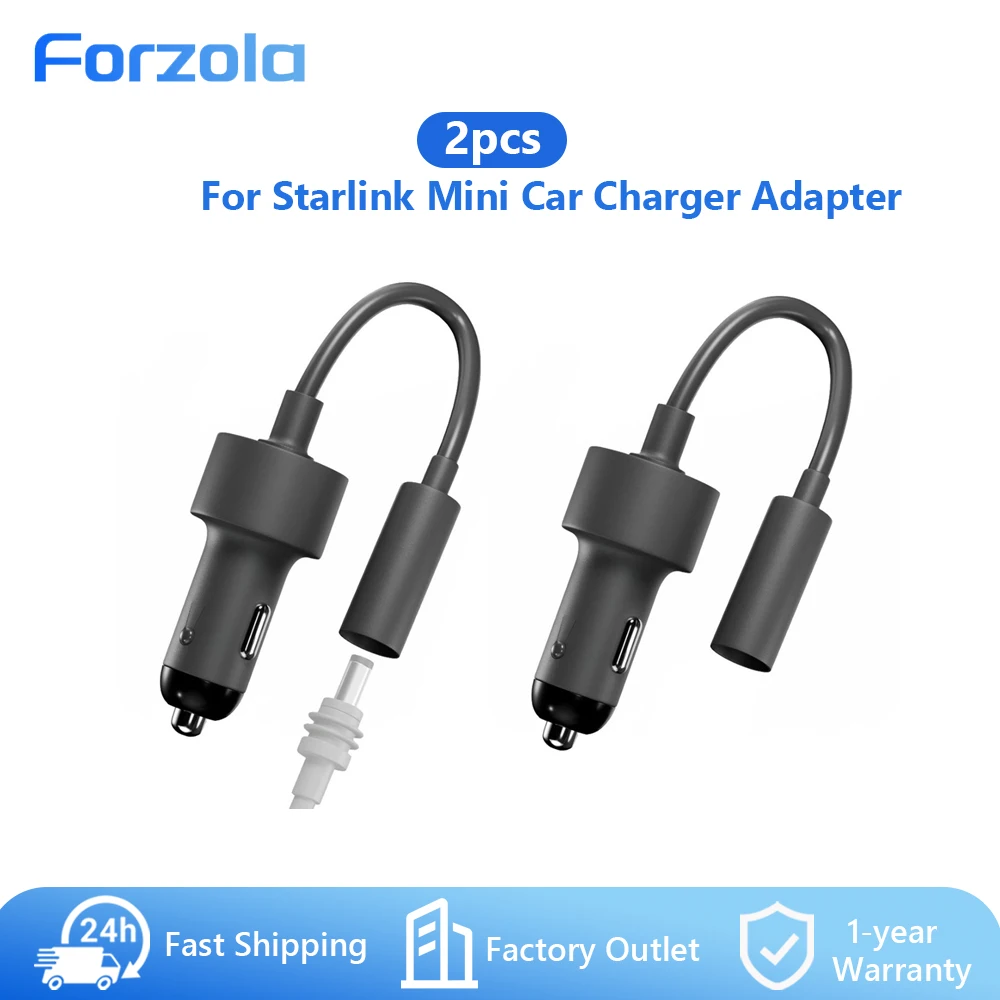 2PCS For Starlink Mini Car Charger Cigarette to DC 12V to 24V 18AWG Power Converter Starlink Mini Car Cigarette Lighter Adapter