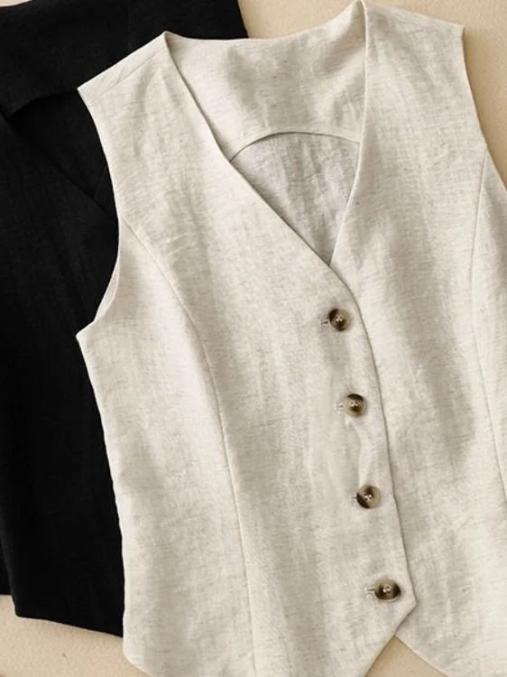 

Летний женский льняной жилет с v-образным вырезом, тонкий хлопковый льняной жилет, верхняя одежда, костюм, повседневный утепленный однотонный костюм
