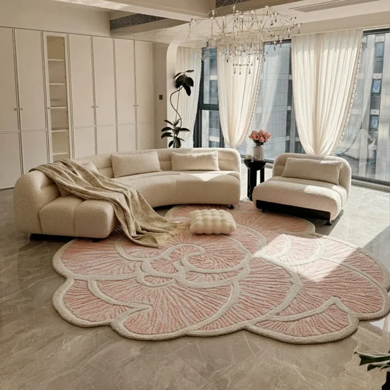 Irregular Shape Carpets for Living Room Thick Plush Cloakroom Rug French Style Bedroom Decor Carpet Fluffy Soft Lounge Floor Mat