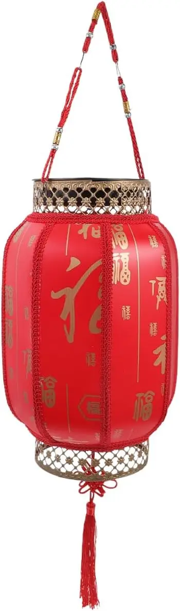 

Hanging Solar Lanterns, Lucky Red Fu Character Lanterns Outdoor Lantern Adornment for Patio, Yard, Pathway, Garden