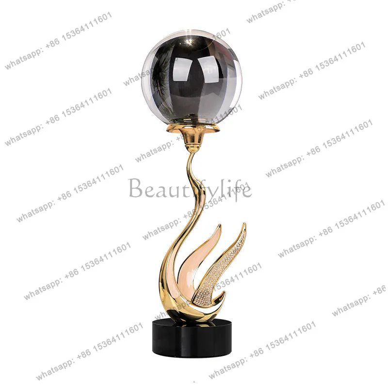 

Ornament Modern light luxury creative swan crystal ball living room entrance TV cabinet desktop decoration