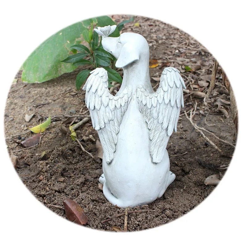 

New Butterfly Angel Dog Sculpture Home Cute Pet Dog Memorial Statue for Outdoor Yard Spring Decor Garden Art