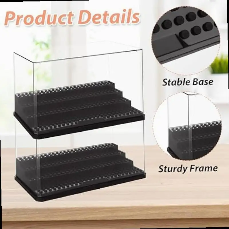 Vitrine, transparentes Regal, breite 3-stufige Box für Minifiguren – Acrylschutz für kleine Popfiguren – transparente Vitrine