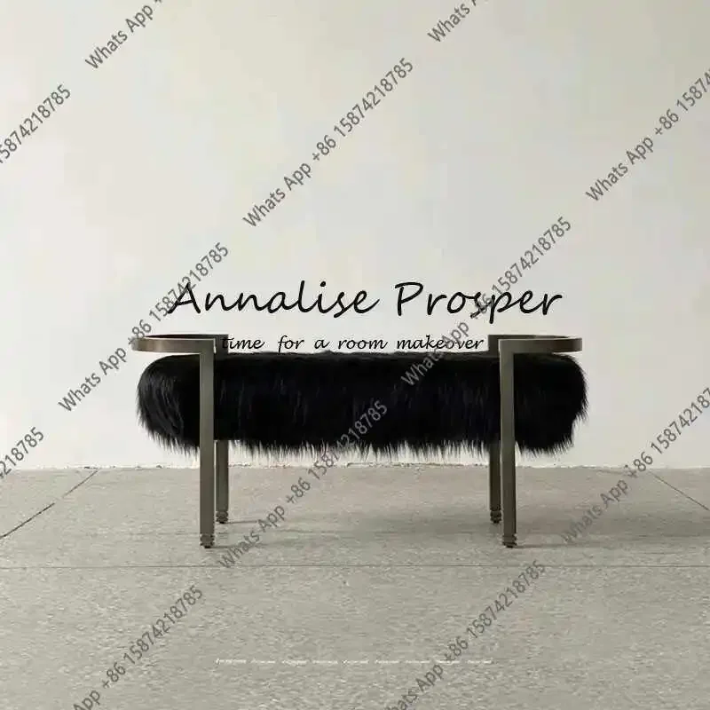 

J Retro Light Luxury Master Bedroom End Stool Art Designer Minimalist Shoe Change Stool Creative Living Room Sofa Stool