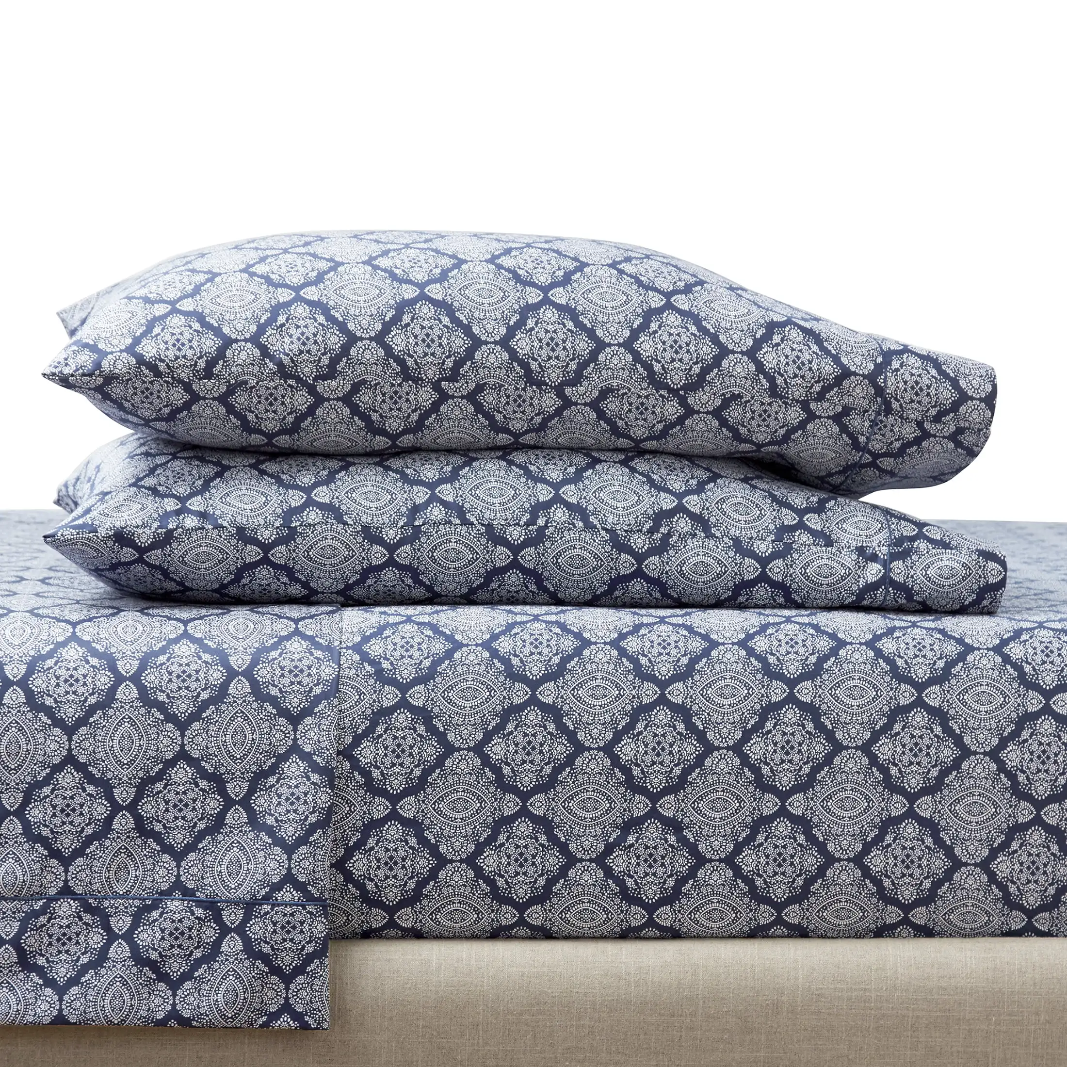 

4-Piece 400 Thread Count Navy Ogee Performance HYGROCOTTON® Sheet Set, Full