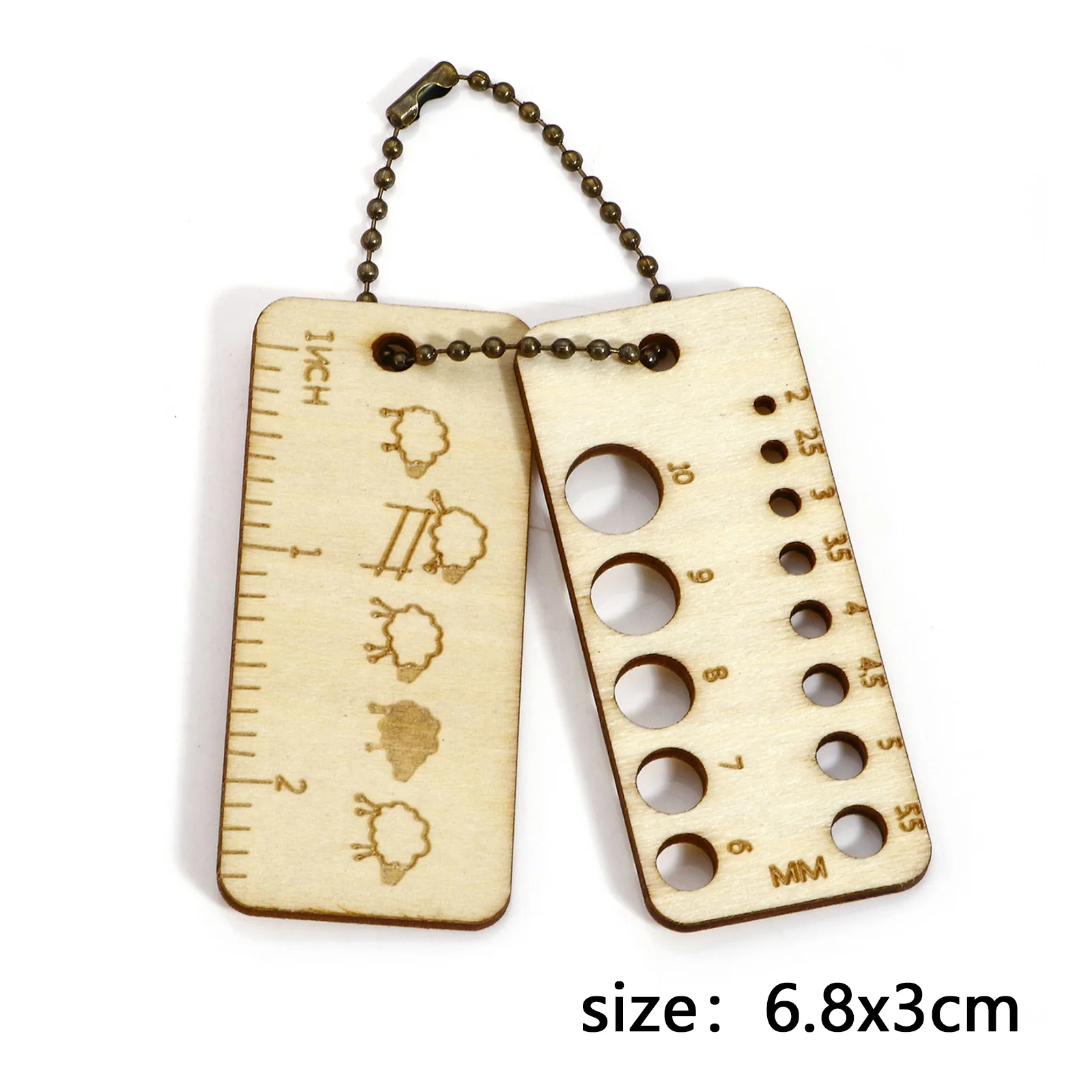 1 Set Natural Wood Knitting Needle Gauge Ruler Measuring Tool Rectangle Crochet Hooks Ruler DIY Sewing Accessories 6.8cm x 3cm