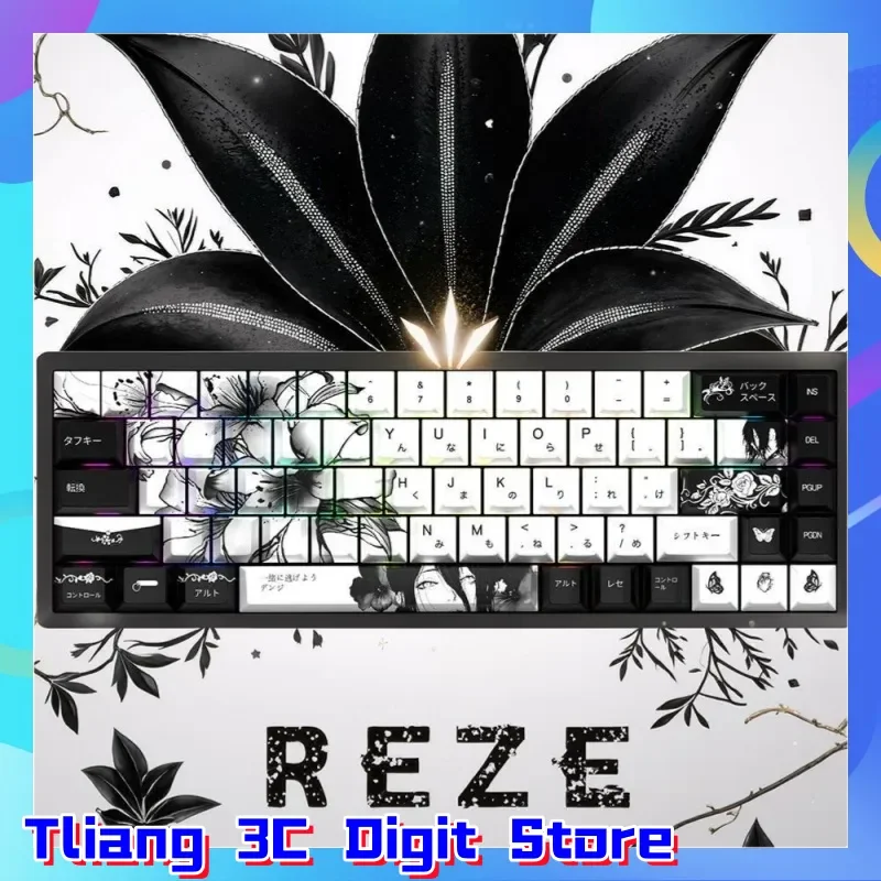 

Колпачки для клавиш с персонажами аниме «Человек бензопилы», PBT OEM, термосублимация Mad68/Wooting, механическая клавиатура, колпачки для компьютерного офиса